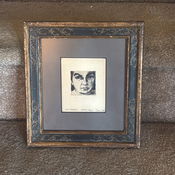 Artwork original charcoal sketch self portrait of artist Ruth Leaf